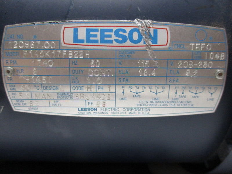 LEESON P145K17FB22H * USED *
