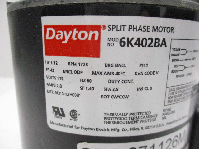 DAYTON 6K402BA *NEW NO BOX *
