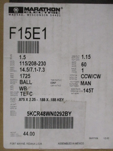MARATHON ELECTRIC 5KCR48WN0292BY * FACTORY SEALED *