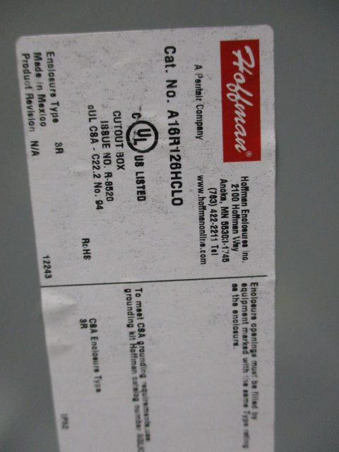HOFFMAN A16R126HCLO  NSNP