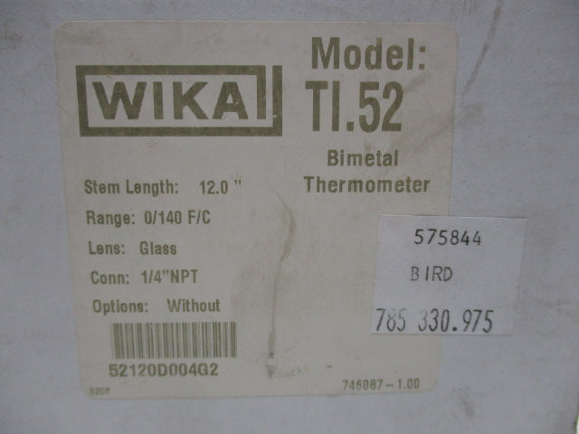 WIKA TI.52 0/140'F/C 12" NSMP