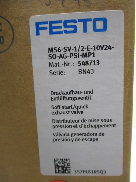 FESTO MS6-SV-1/2-E-10V24-SO-AG-PSI-MP1 NSFS