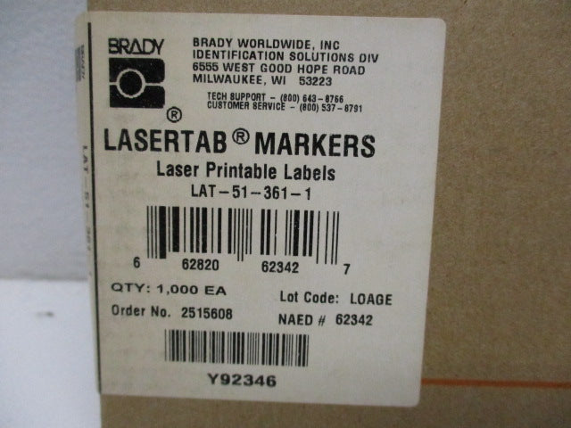BRADY LAT-51-361-1 QTY 1,000 NSMP