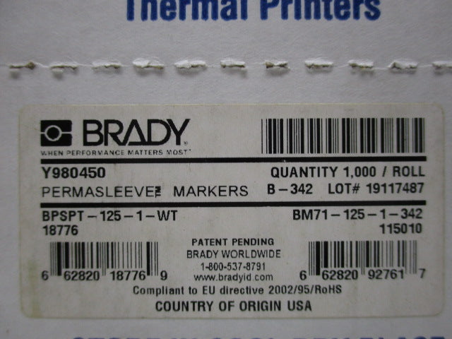 BRADY BM71-125-1-342 NSMP