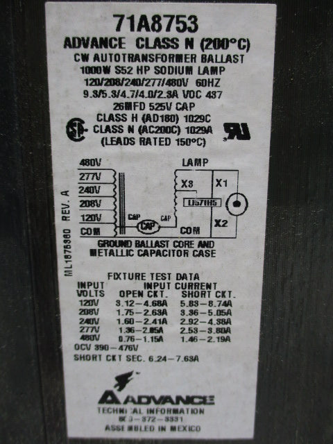 ADVANCE 71A8753-001 NSMP