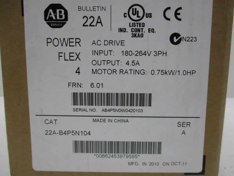 ALLEN BRADLEY 22A-B4P5N104 SER. A F/W 6.01 NSMP