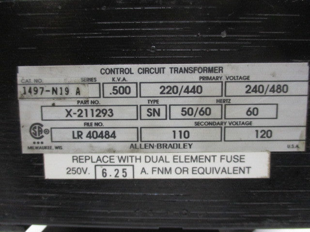 ALLEN BRADLEY 1497-N19 SER. A (AS PICTURED) UNMP