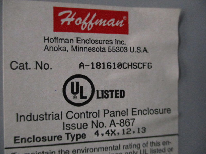 HOFFMAN A-181610CHSCFG NSMP