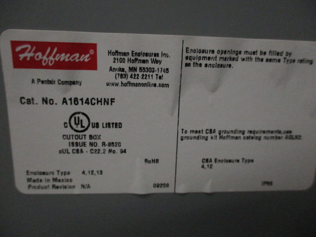 HOFFMAN A1614CHNF NSNP
