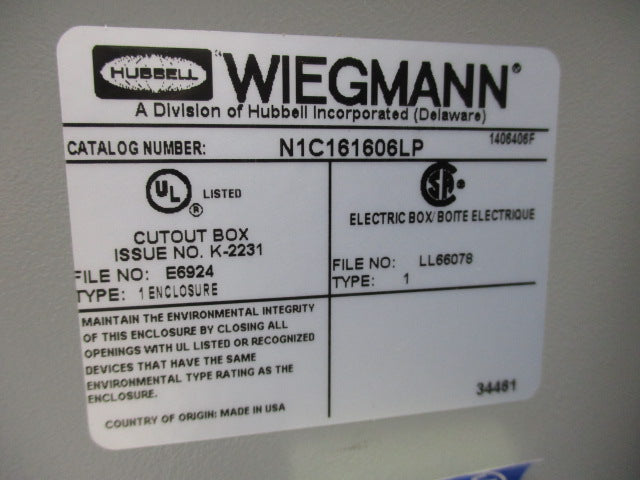 HUBBELL N1C161606LP NSNP