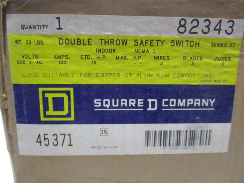SQUARE D 82343 NSFS