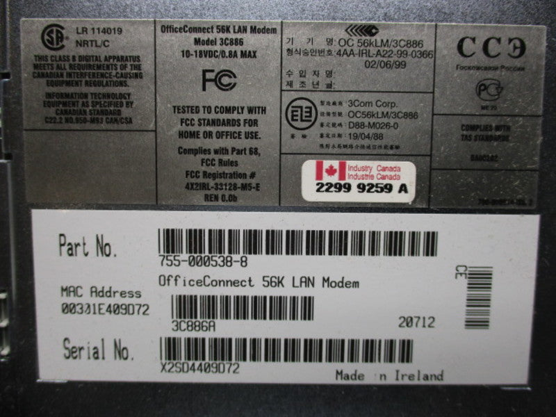 3COM 3C886A (755-000538-8) NSMP