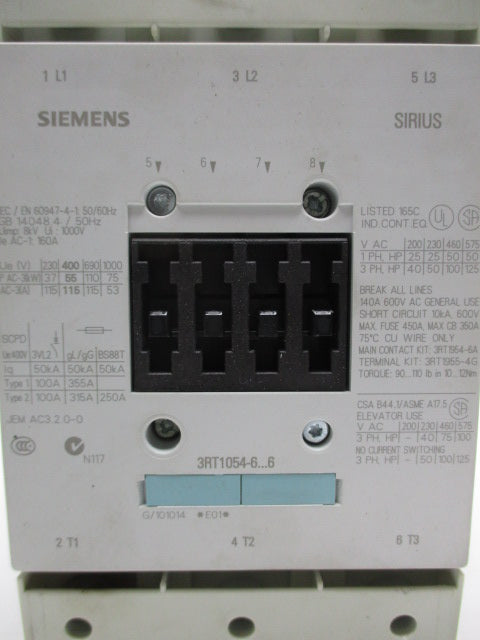 SIEMENS 3RT1054-6AF36 110-127V 55KW 250A 4/50HZ NSMP