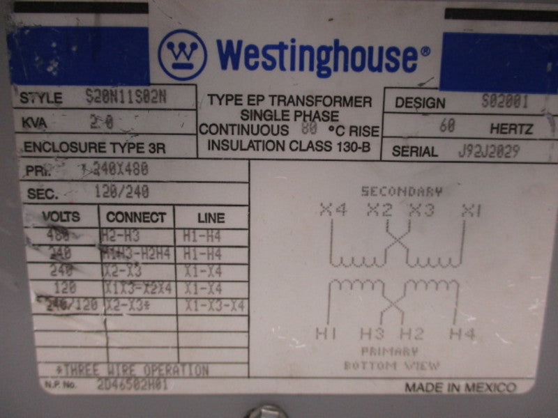 WESTINGHOUSE S20N11S02N NSNP