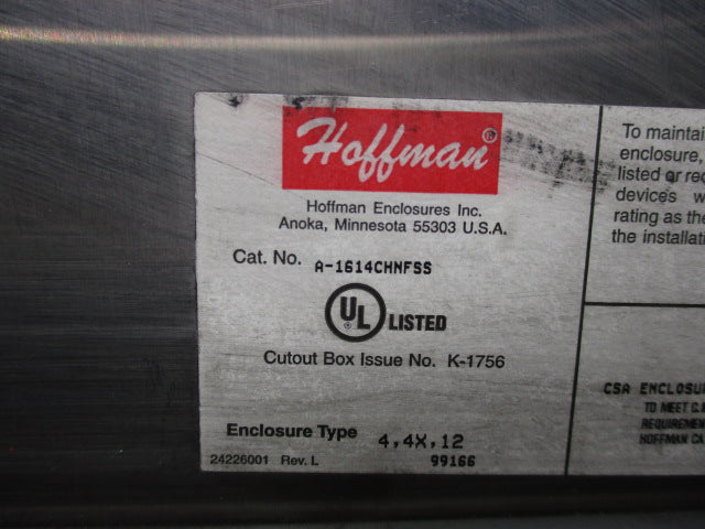 HOFFMAN A-1614CHNFSS (AS PICTURED) NSNP