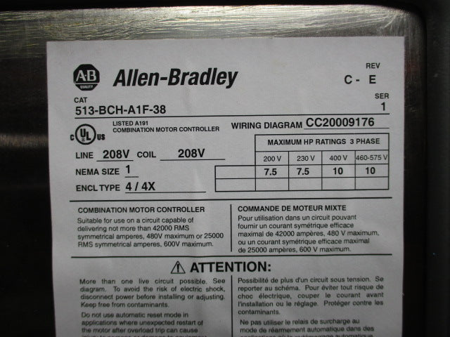 INDUSTRIAL SPARE PART 513-BCH-A1F-38 SER. 1 UNMP