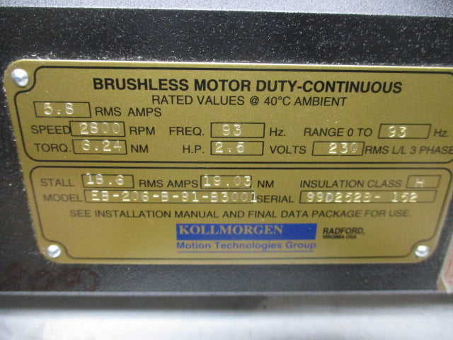 KOLLMORGEN EB-206-B-91-B3001 UNMP