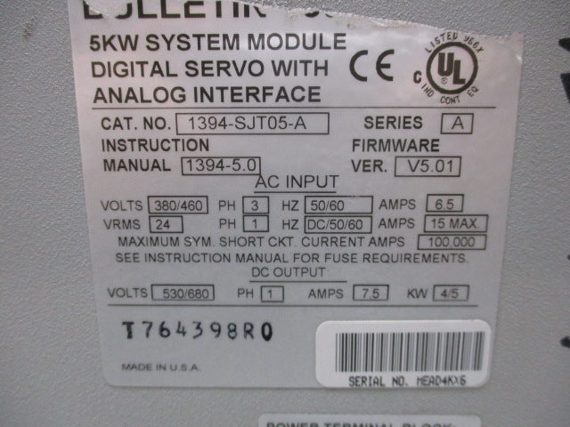 ALLEN BRADLEY 1394-SJT05-A SER. A F/W: V5.01 NSNP