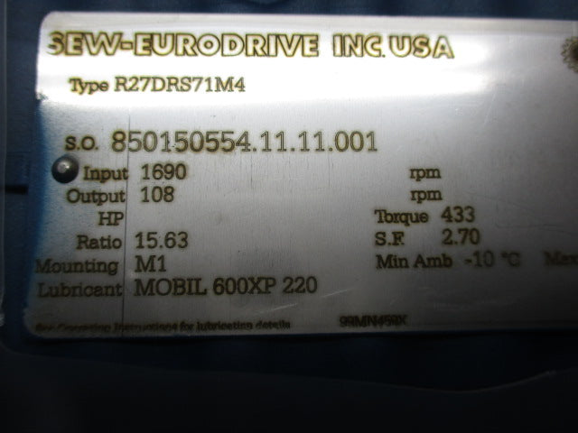SEW-EURODRIVE R27DRS71M4 NSMP