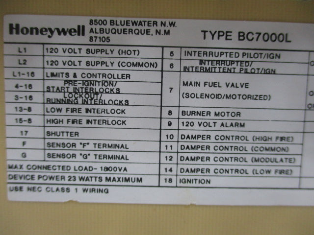 HONEYWELL BC7000L1000 NSMP