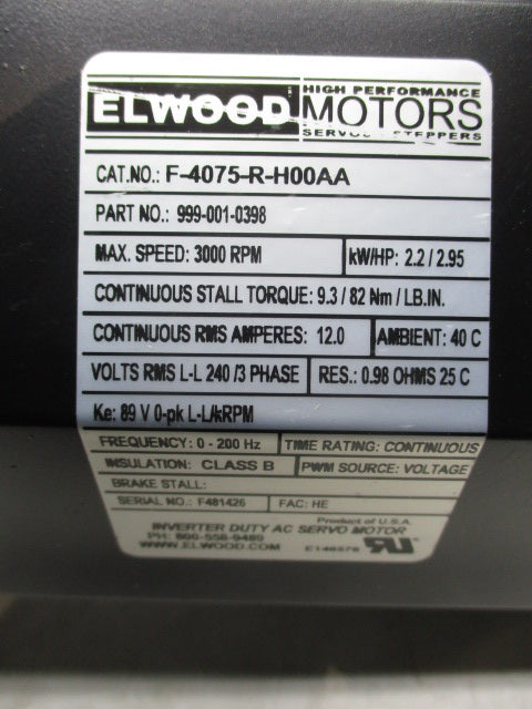 ELWOOD F-4075-R-H00AA (999-001-0398) NSMP