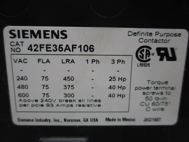 SIEMENS 42FE35AF106 110/120V NSNP