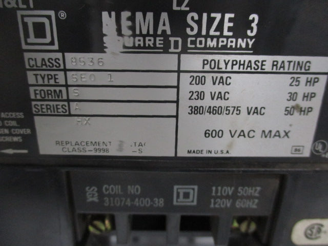 SQUARE D 8536-SEO-1S SER. A UNMP
