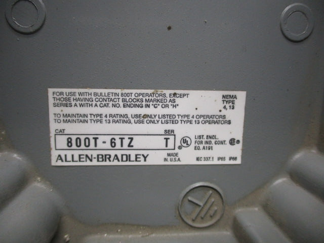 ALLEN BRADLEY 800T-6TZ SER. T UNMP