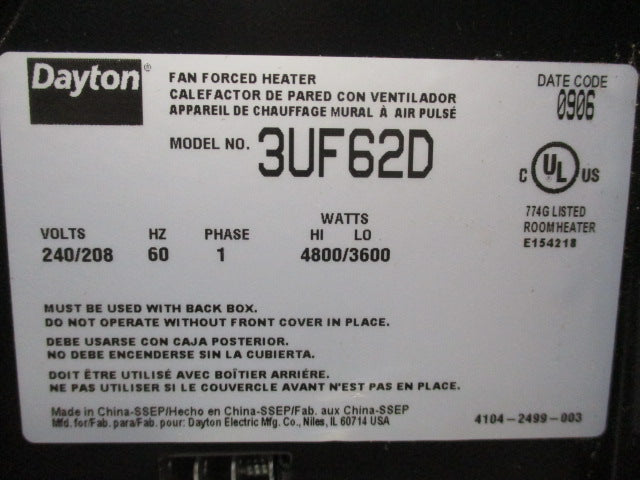 DAYTON 3UF62D NSMP