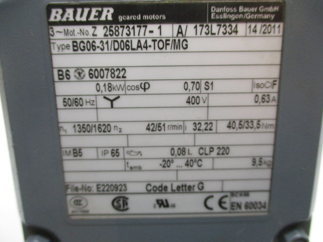 BAUER BG06-31/D06LA4-TOF/MG NSNP