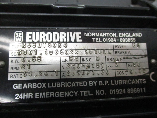 SEW-EURODRIVE R63DT80K4 (AS PICTURED) NSNP