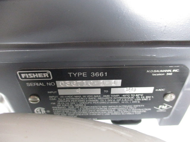 H.D. BAUMANN 54-84-251SA w/FISHER TYPE 3661 NSNP