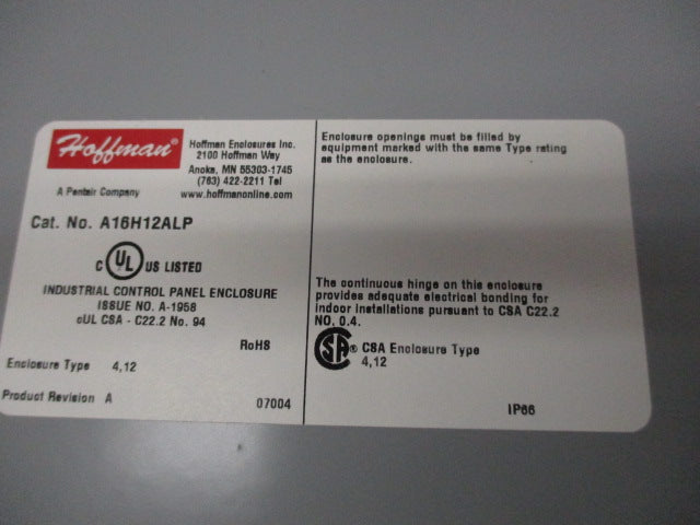 HOFFMAN A16H12ALP NSNP