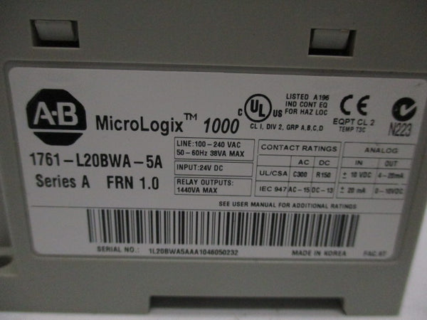 ALLEN BRADLEY 1761-L20BWA-5A SER. A F/W 1.0 UNMP