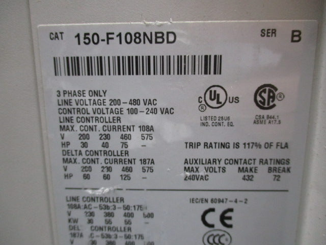 ALLEN BRADLEY 150-F108NBD SER. B UNMP