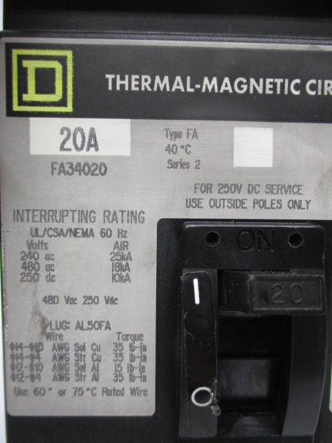 SQUARE D FA34020 UNMP