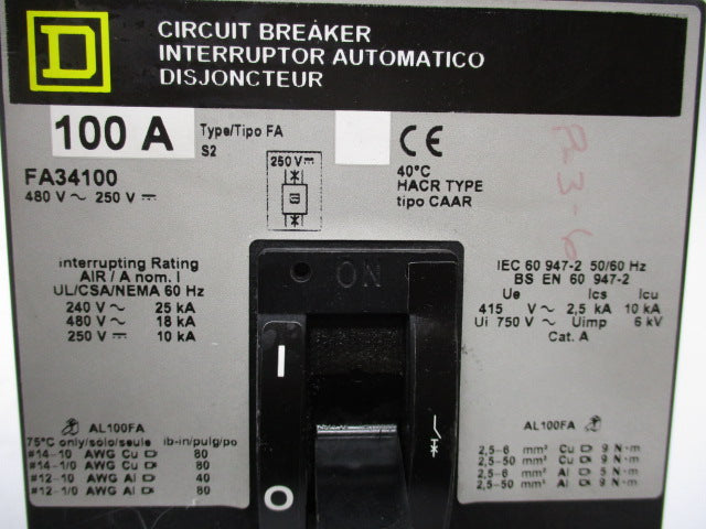 SQUARE D FA34100 NSNP