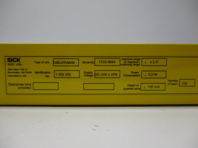 SICK C40S-0701AA030 SOFTWARE V01.00 NSNP