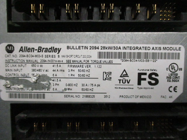 ALLEN BRADLEY 2094-BC04-M03-S SER. B F/W 1.122 UNMP