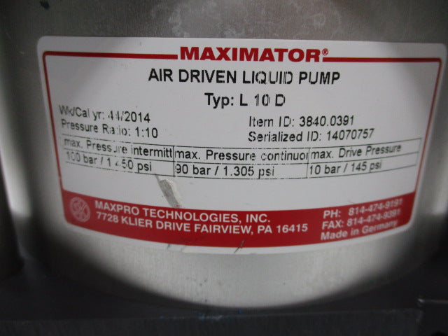 MAXIMATOR 3840.0391 TYPE L10D NSNP