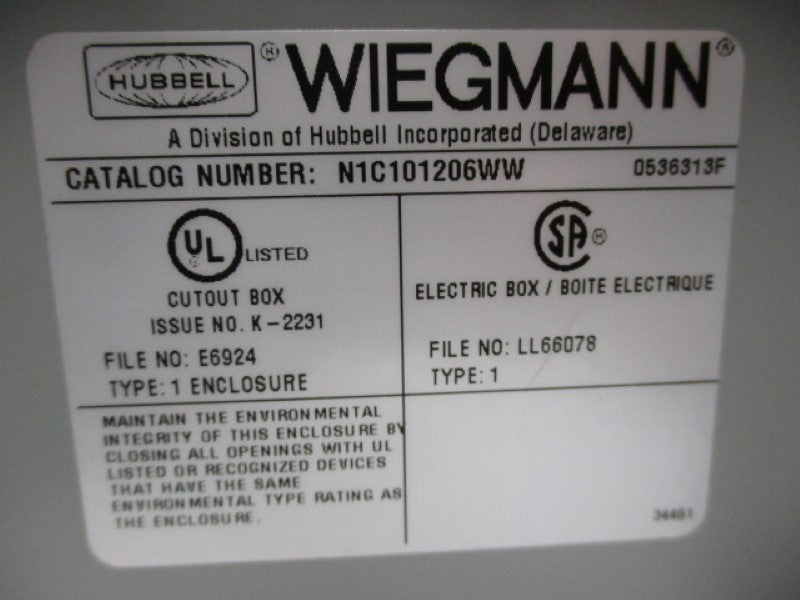 HUBBELL N1C101206WW NSMP