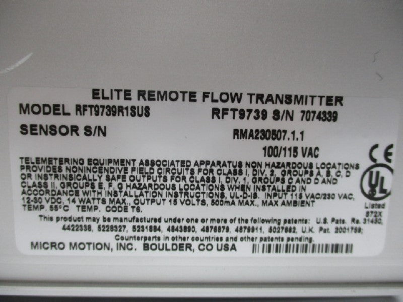 MICRO MOTION RFT9739R1SUS UNMP
