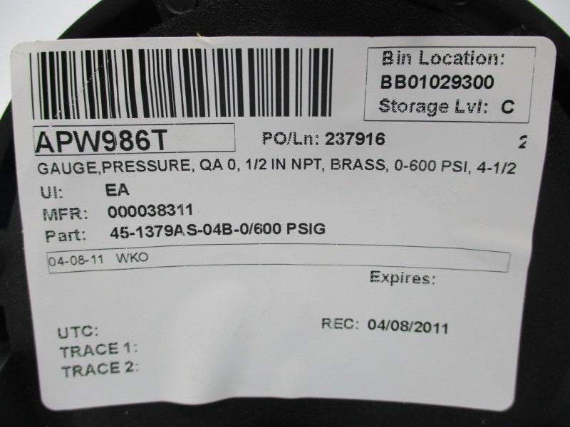 ASHCROFT 45-1379AS-04B-0/600 NSNP