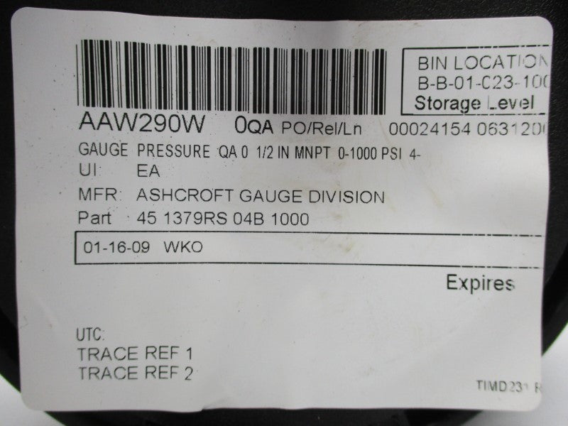 ASHCROFT 45-1379RS-04B/1000 NSNP