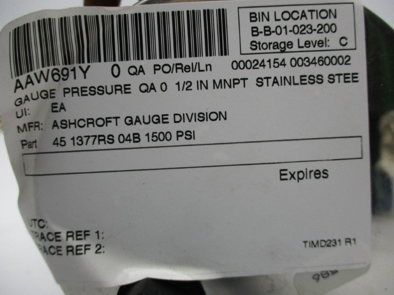 ASHCROFT 45-1377RS-04B/1500 NSNP