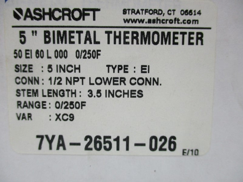 ASHCROFT 50EI60l000-0/250F NSMP