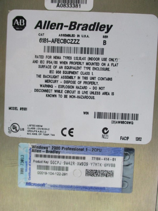 INDUSTRIAL SPARE PART 6181-AFECBCZZZ SER. B UNMP