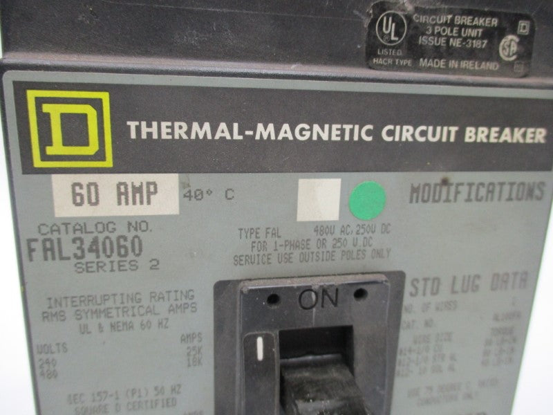 SQUARE D FAL34060 CIRCUIT BREAKER 60A 250V UNMP