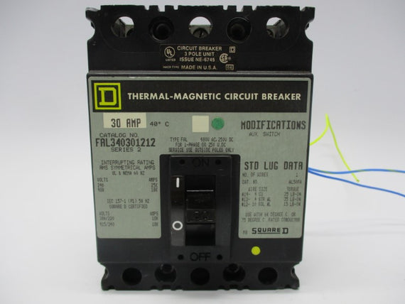 SQUARE D FAL340301212 CIRCUIT BREAKER 30A 250V UNMP