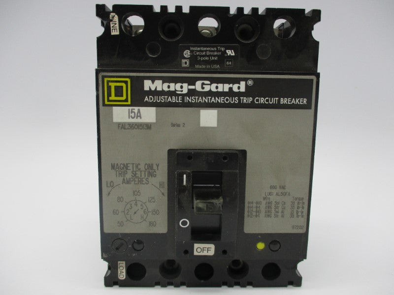 SQUARE D FAL3601513M CIRCUIT BREAKER 15A (GREY) UNMP